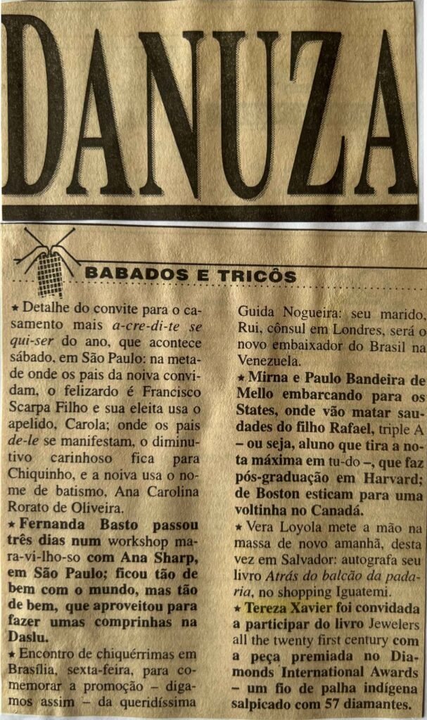 Jornal do Brasil Danuza 1998 Babados e Tricôs