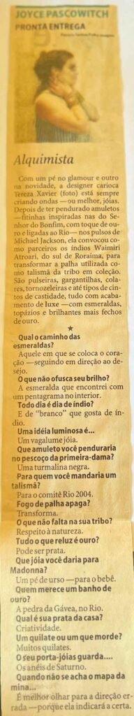 Folha de São Paulo 1996 Alquimista