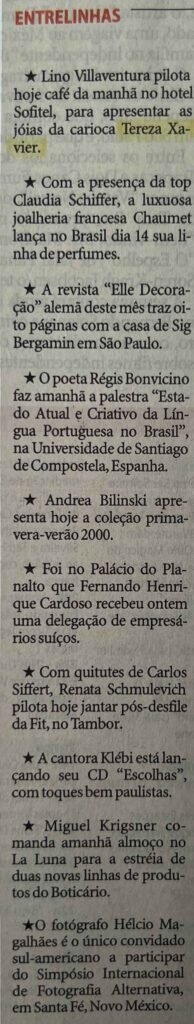 Folha de São Paulo Entrelinhas 1999