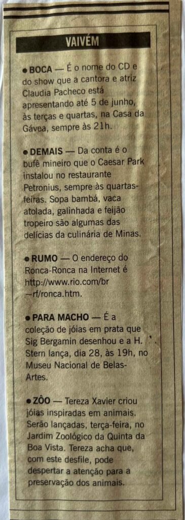 O Globo Caderno Zona Sul 1996