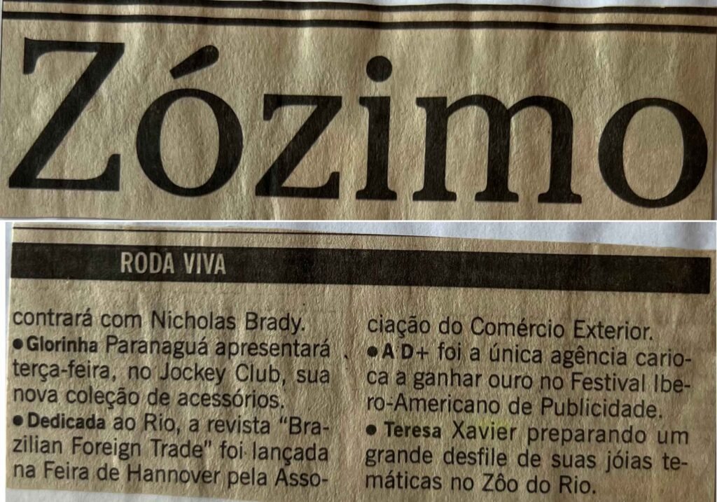 O Globo Segundo Caderno Zózimo 1996